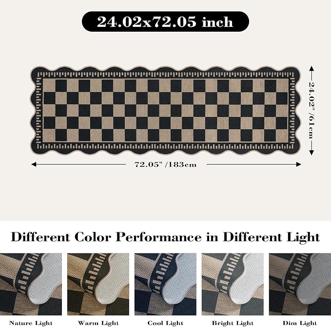 Checkered 2x6 Kitchen Runner Rug, Washable Rugs
