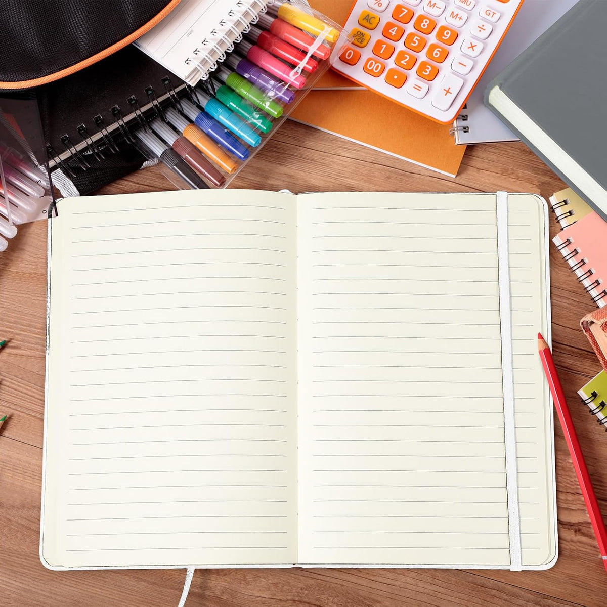 Honoson 40 Pack A5 Lined Journal Notebooks PU Leather, White