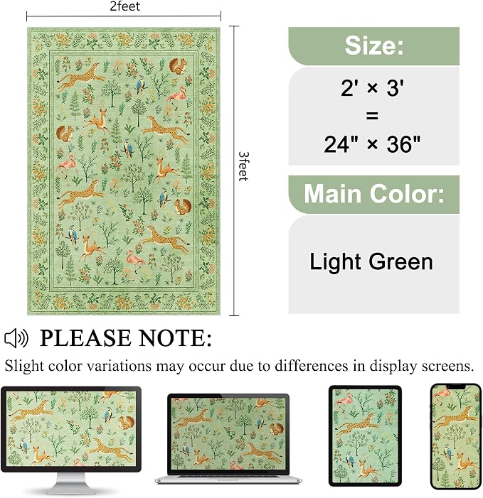 DUKINO 2x3 Rug, Washable Animal Rugs