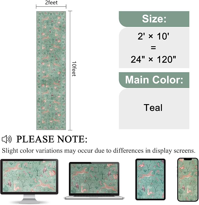 DUKINO 2x10 Rug for Hallway, Washable Kitchen Runner Rug