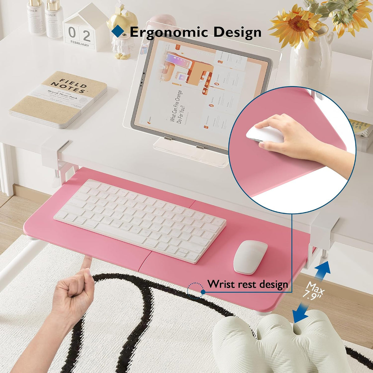 BONTEC Under Desk Keyboard Tray, Pull-Out Keyboard & Mouse Platform