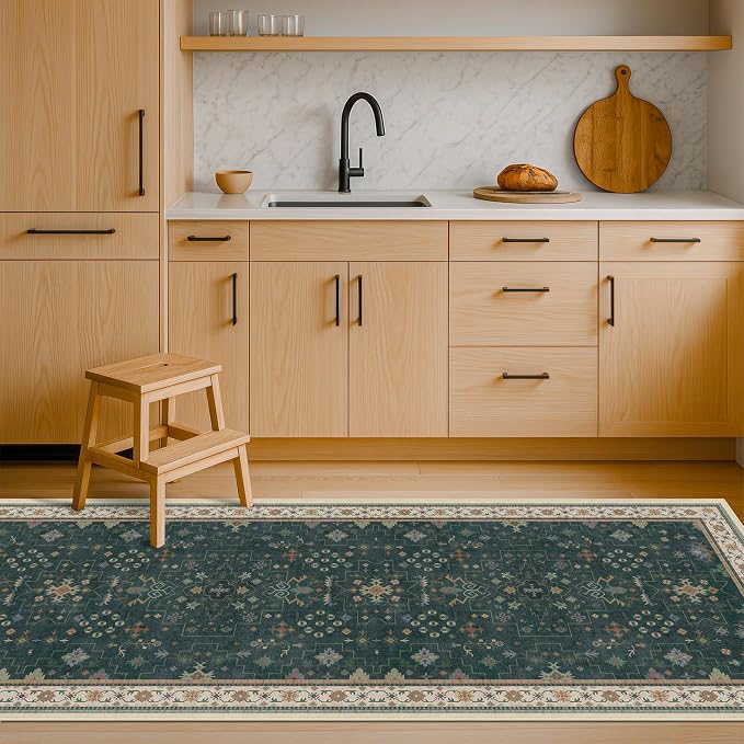 Hazo Haus Dark Green 2x6 Kitchen Rug