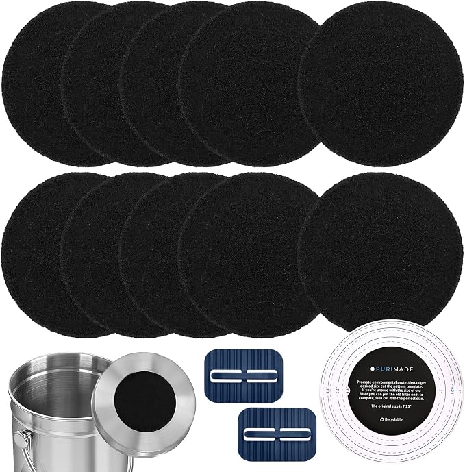 PURIMADE 10Pack 7.25 Inch Charcoal Filters