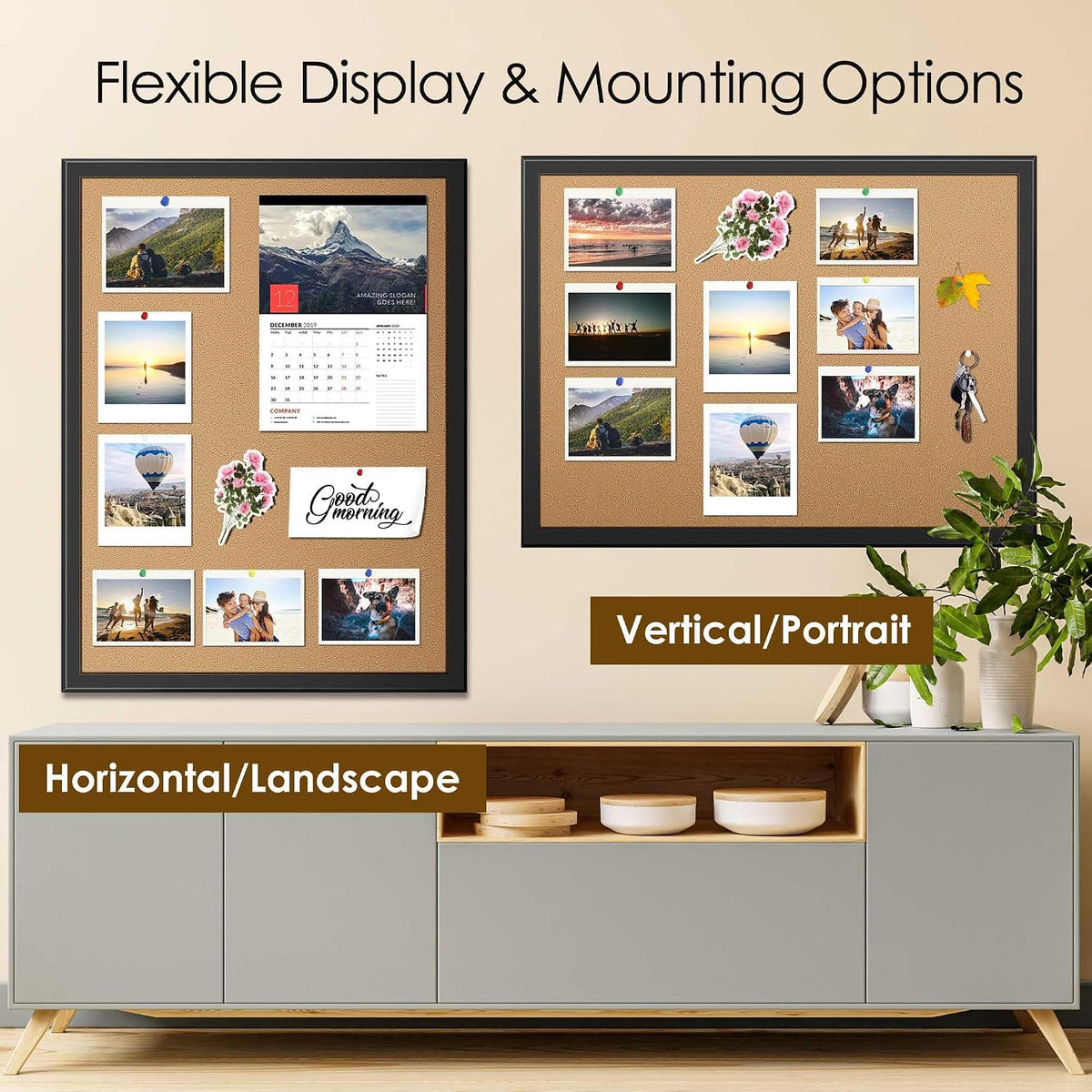ORIENTOOLS 24x36 Cork Board with Wooden Frame, Hanging Pins for Office Home