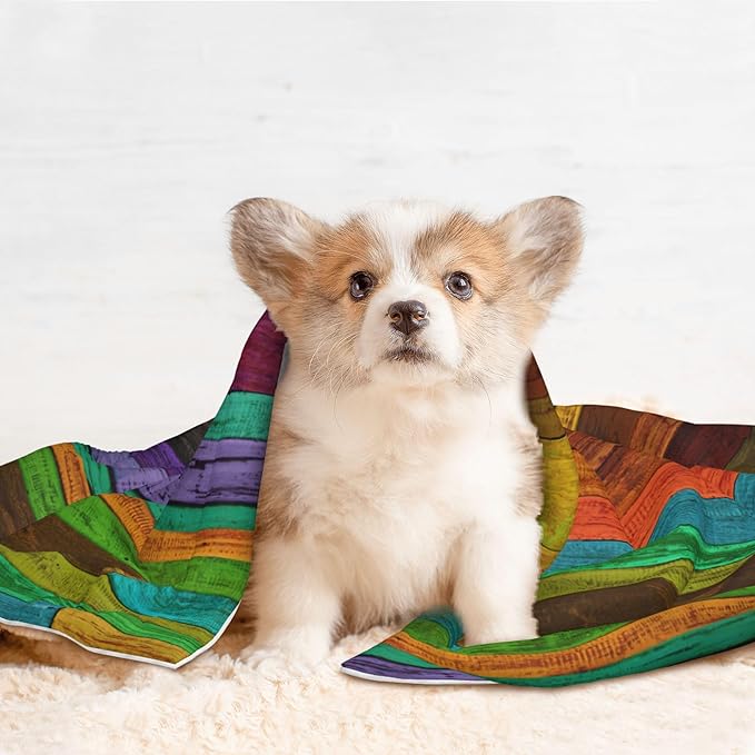 Colorful Wood Throw Blanket - Wooden Blanket for Dog Cat Pet Blankets 23x16 for Couch Sofa Bed