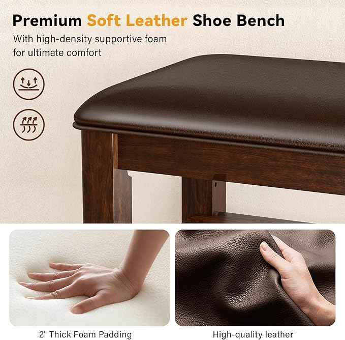 Shoe Bench Storage Rubberwood