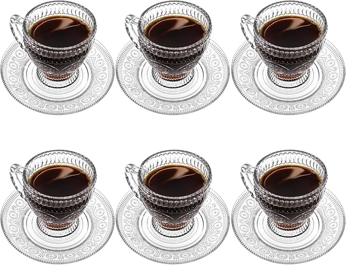 Kingrol 6-Piece Embossed Glass Mug Set