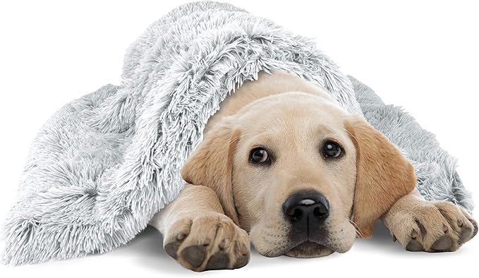 The Dog’s Blanket – Faux Fur Dog Blanket, Ice White, Large, 28x42