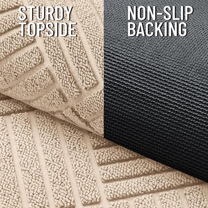 OLANLY Front Door Mat Outside Entrance 35x23, Heavy Duty Sturdy Natural Rubber