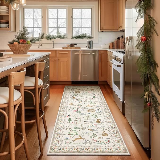 Machine Washable Kitchen Runner Rugs: 2'6"x8' Hallway Runner Non Slip Low Pile