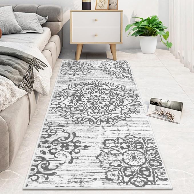 HEBE Hallway Runner Rug 2'x5' Washable Vintage Distressed Area Rugs Non Slip