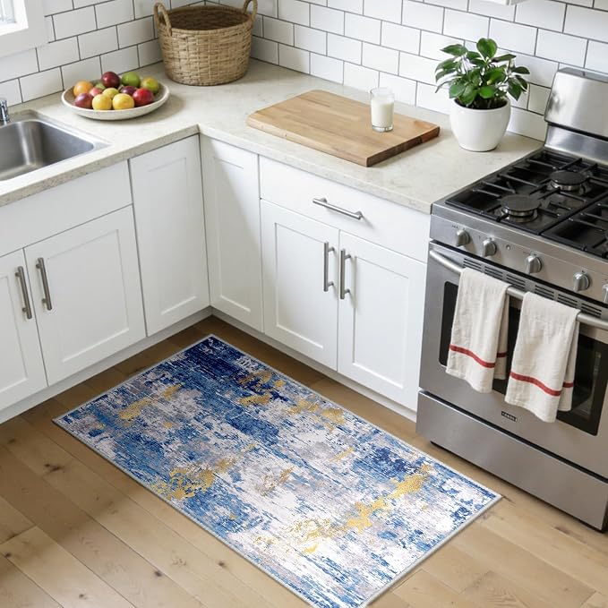 RELEANY Washable Area Rugs 2'x4' Non-Slip Modern Abstract Soft