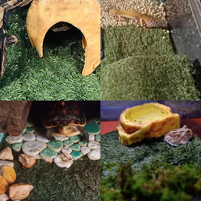 kathson 2 PCS Reptile Carpet Mat Terrarium Bedding Substrate Liner Mat Imitation Rainforest Crawler Mats for Snakes Bearded Dragon Gecko Chameleon Turtles Iguana（23.62 X 15.74 in）