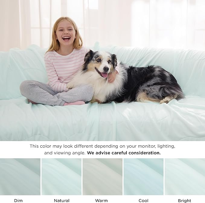 Bedsure Cooling Blanket for Large Dogs with Breathable Air-Core Fill Q-MAX>0.4 - Dog Cooling Mat Soft, Lightweight Pet Cat Throw Cold Blanket Washable for Summer, Pale Jade, 40x50
