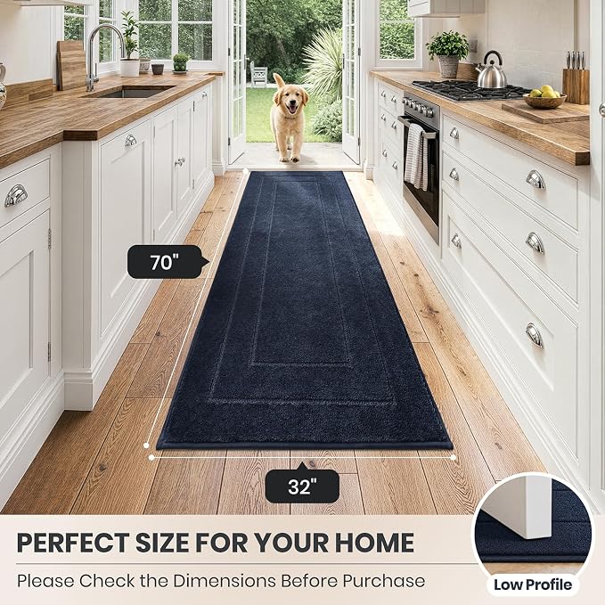 PURRUGS Dirt Trapping Door Mat 32" x 70", Non-Slip/Skid Machine Washable