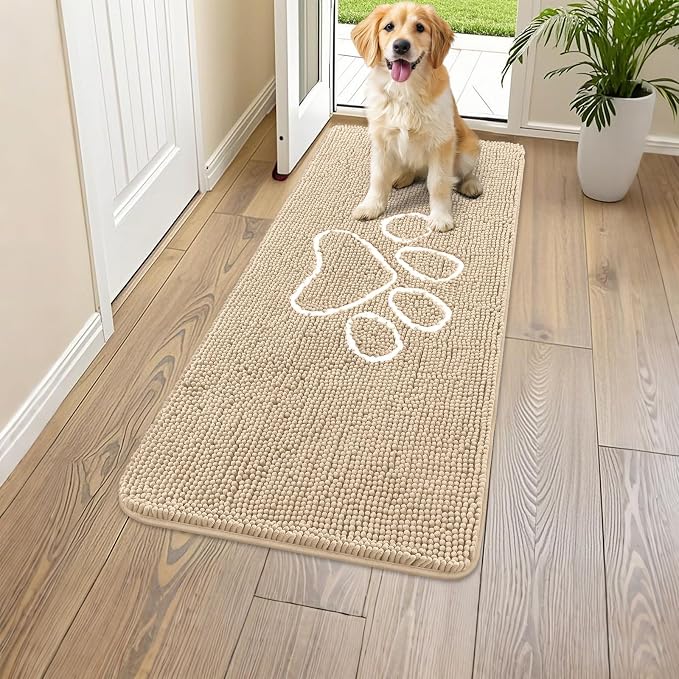 Smiry Dog Door Mat for Muddy Paws, Absorbent Dirt Trapper Non Slip Quick Dry
