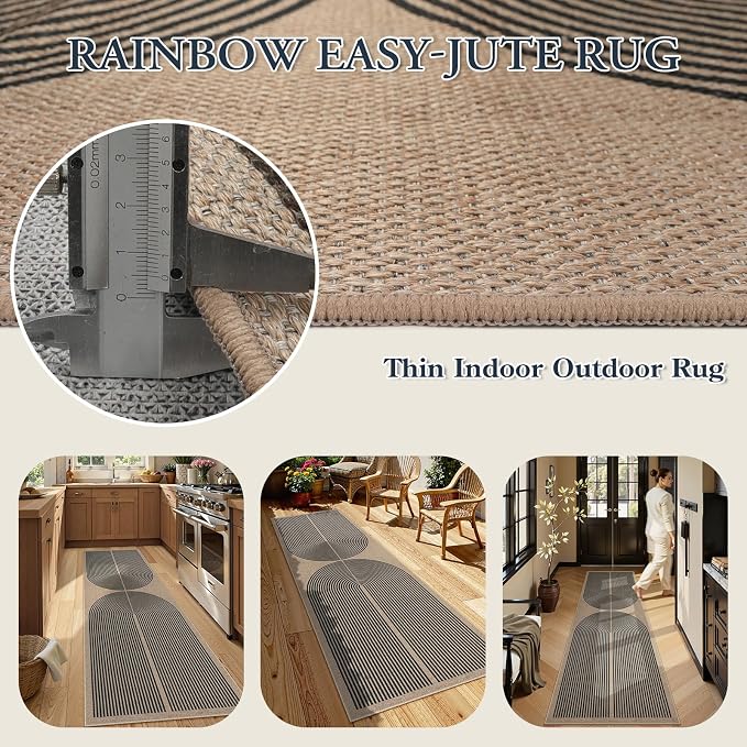 Lahome Modern Rainbow 2x8 Runner Rug, Washable Hallway Kitchen Runner Rugs