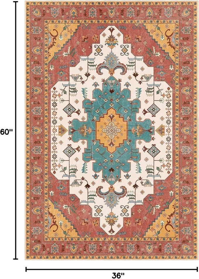 SERISSA Area Rug 3x5 Boho Orange Rugs