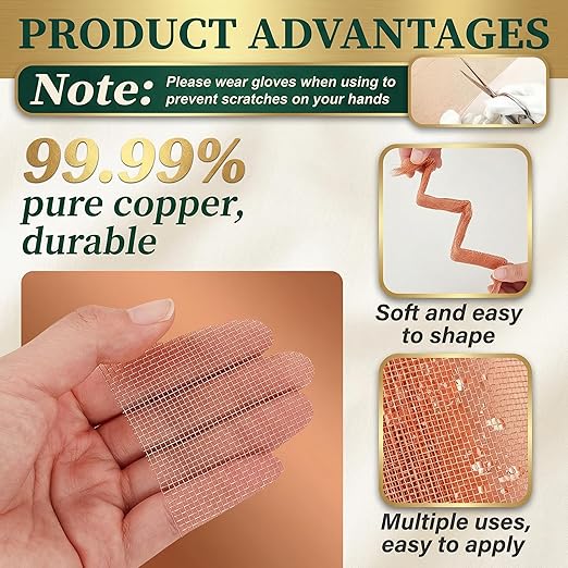 Therwen 36 Inch x 35 ft Copper Mesh Screen 99.9% Pure Copper 40 Mesh Roll Wire