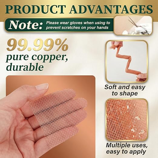 Therwen 18 Inch x 35 ft Copper Mesh Screen 99.9% Pure Copper 40 Mesh Roll Wire