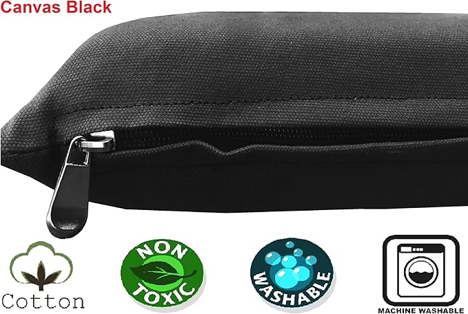 Dogbed4less Shredded Memory Foam Pillow Dog Bed with Waterproof Liner and Machine Washable Cover (Black Canvas, Large 48"X29")