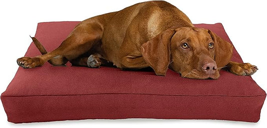 Medium - 36 x 24 x 5 - Cranberry Premium Org Hemp Dog Bed - Organic Latex Fill - Removeable Cover