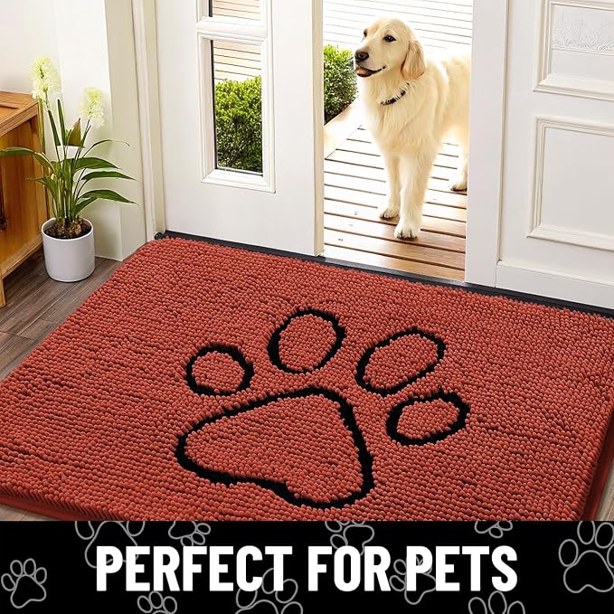 Smiry Dog Door Mat for Muddy Paws, Absorbent Dirt Trapper Non Slip Quick Dry