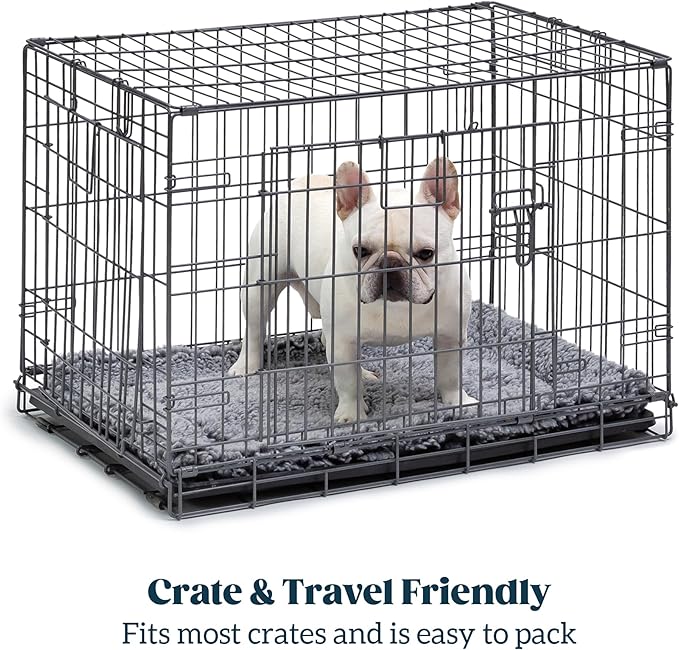 Stoutwool Indestructible Dog Bed - Fluffy Chew Proof Dog Crate Pad - Tough Kennel Pad for Aggressive Chewers - Washable, Ideal for Large Breeds & Fits 42-Inch Crate - 41"x27", Charcoal