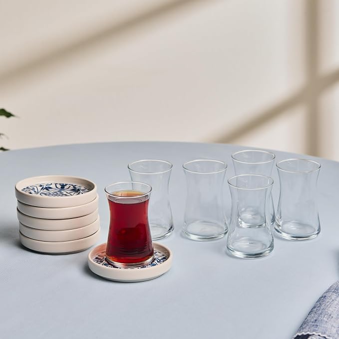 KARACA Mavili Turkish Tea Cups Set