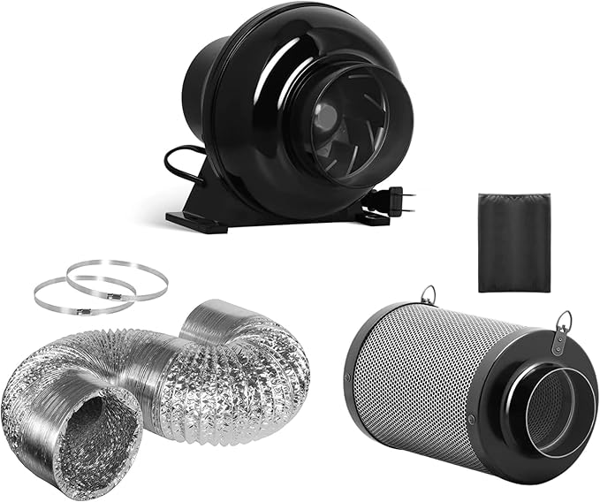 iPower 4 Inch 195 CFM Inline Fan Circulation Vent Blower, Upgrade 4" Air Carbon