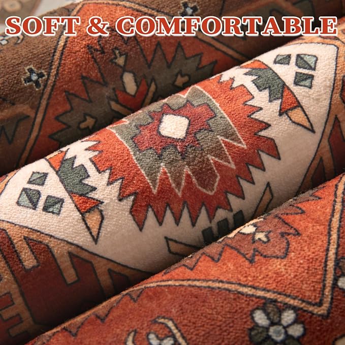 SERISSA Washable Rugs 8x10 Area Rugs, Large Non-Slip Boho Living Room Rug