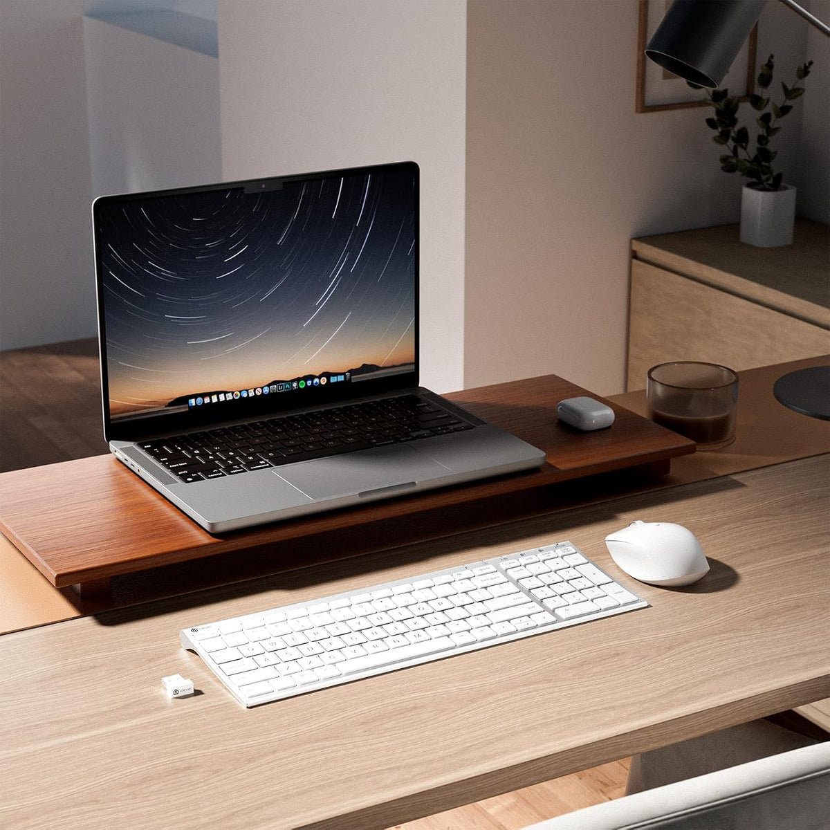 iClever DK05 Bluetooth Wireless Keyboard and Mouse Combo, Silver White
