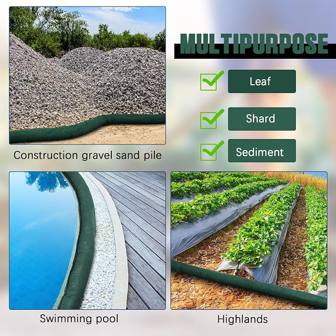 2 Pcs Sediment Filter Erosion Control Blanket Silt Fence Sock