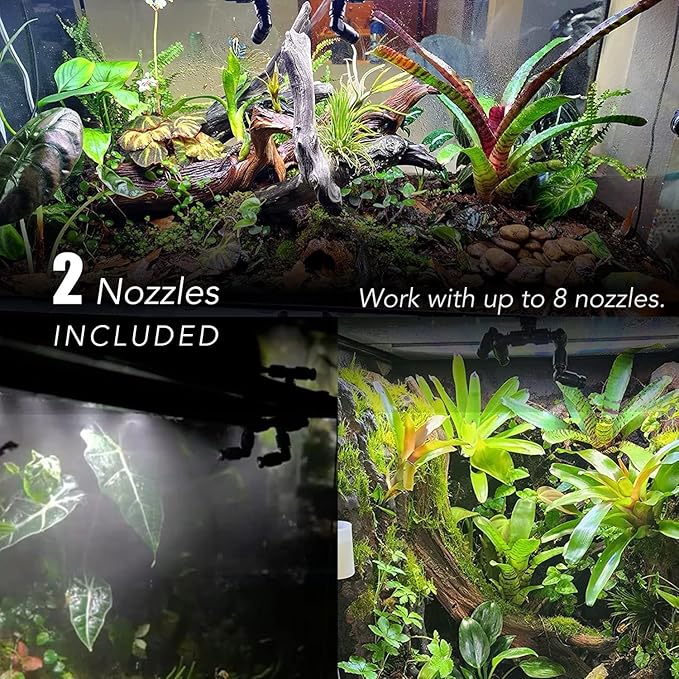 Reptile Mister Humidifier, Reptile Automatic Misting System, Auto Mister Sprayer for Reptiles Chameleon Frog Gecko Indoor Plants Vivarium Terrarium (Pro-Elite Mister System)