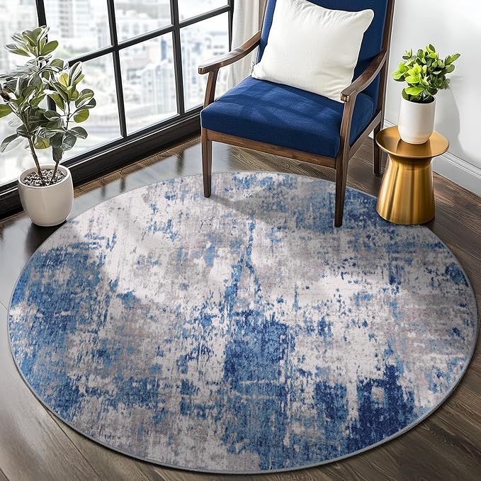RELEANY Washable Area Rugs 4ft Non-Slip Modern Abstract Soft