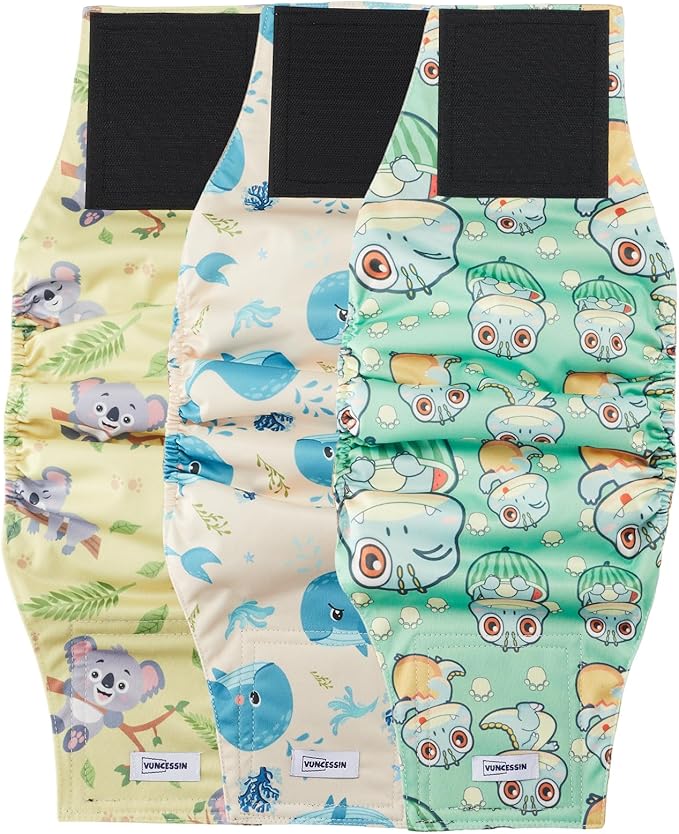 Washable Male Dog Diapers Reusable, Premium Dog Belly Bands for Male Dogs Medium, Pack of 3, High Absorbing Male Dog Pee Wraps for Doggie in Incontinence or Excitable Urination and Training(M)