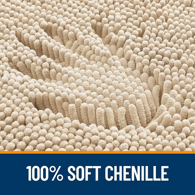 OLANLY Toilet Rugs U-Shaped 24x24, Extra Soft Absorbent Chenille Contour