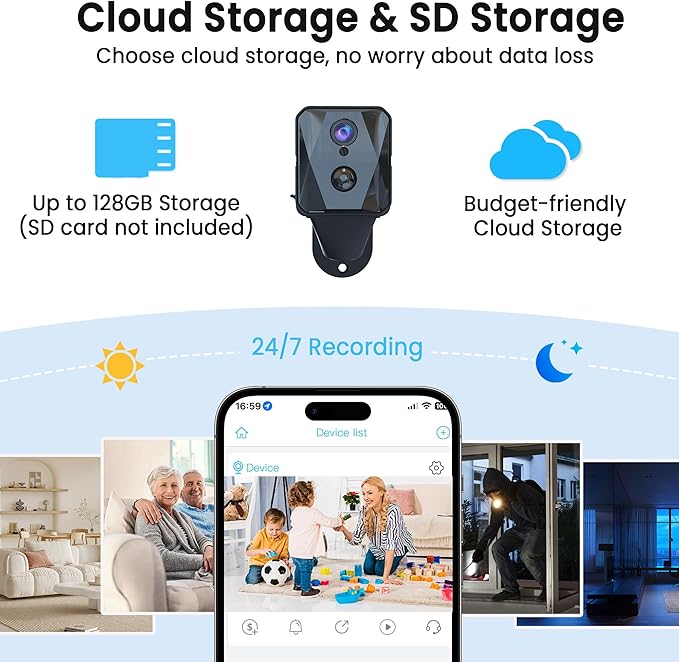 Indoor Camera, 4K Security Camera, Wireless Camera with 100-day Standby Time, Real-Time Recording, AI Motion Detection, Support Cloud & TF Storage, Auto Night Vision, Cameras for Home Security