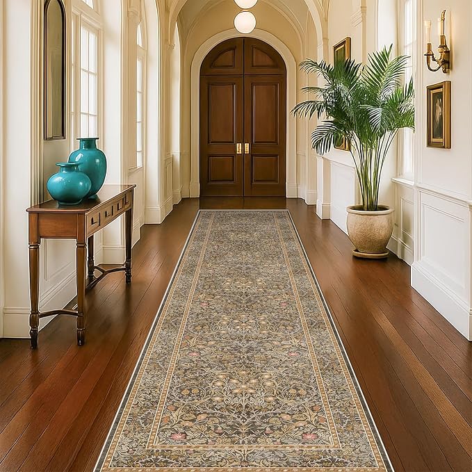 Brown 2'6" x 10' Hallway Runner Rug Non Slip