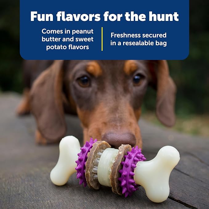 PetSafe Busy Buddy Rawhide Treat Rings - Quality Dog Treats - Training Reward - Original Rawhide & Peanut Butter Flavors - Size A - 24 Rings