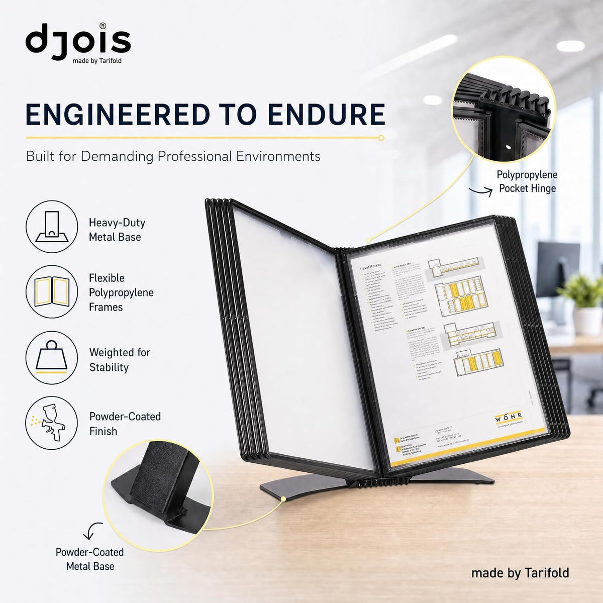 Tarifold Desktop Reference System, 10 Pockets with Easy-Load Design, Black