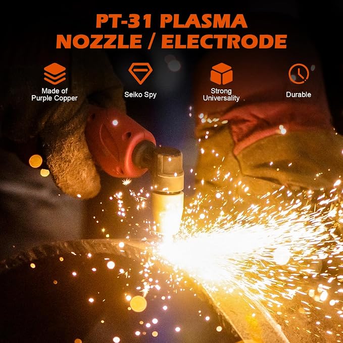 60PCS PT31 Plasma Cutter Consumables, High-Quality Cutting Performance Nozzles