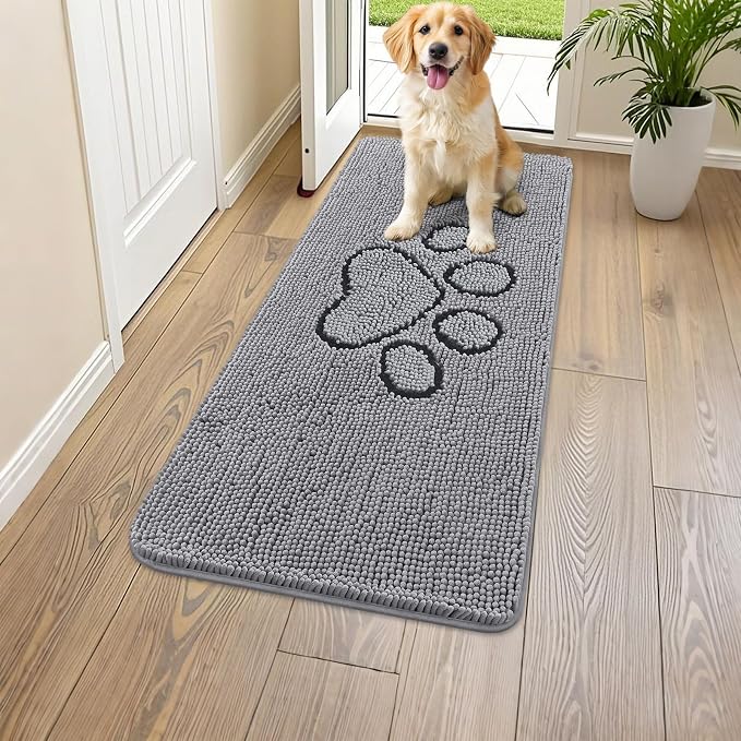 Smiry Dog Door Mat for Muddy Paws, Absorbent Dirt Trapper Non Slip Quick Dry