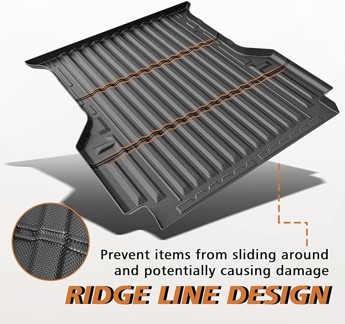 TripleAliners Truck Bed Mat Compatible with 2024 2025 Ford Ranger Accessories 5FT Vehicle Perfectly Flush All Weather Protection TPE Heavy Duty Pickup Car Bed Cargo Mat Bed Liner