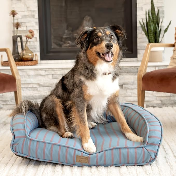 Harry Barker Striped Pillow and Lounger Dog BEDS, Striped Lounger Bed - Medium