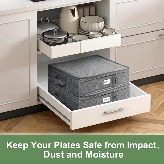 LotFancy Platter Storage Case, Hard Shell, China Storage Container