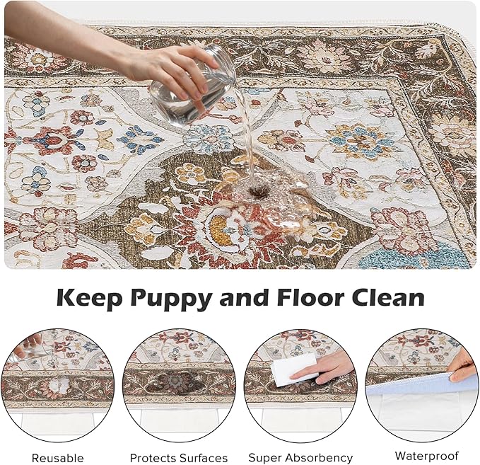 INVENHO 2PACK Washable Pee Pads for Dogs 72"x72" Reusable Dog Pads Extra Large Upgrade Non-Slip Dog Pee Pads Heavy Absorbency Puppy Pee Pads Quick Dry Whelping Pads/Waterproof Puppy Training Pad