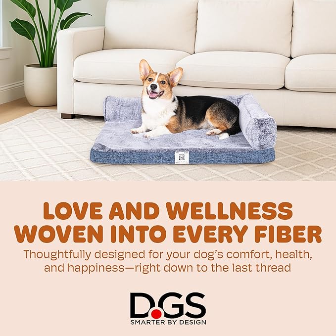 Dog Gone Smart Chill Kuzzi Dual Bolster Crate Pad - Washable Dog Bed Infused with Far Infrared Rays (FIR) - Supportive Plush Cushion for Crates, Travel, and Recovery - Slate Grey, Small 17 x 23 Inches