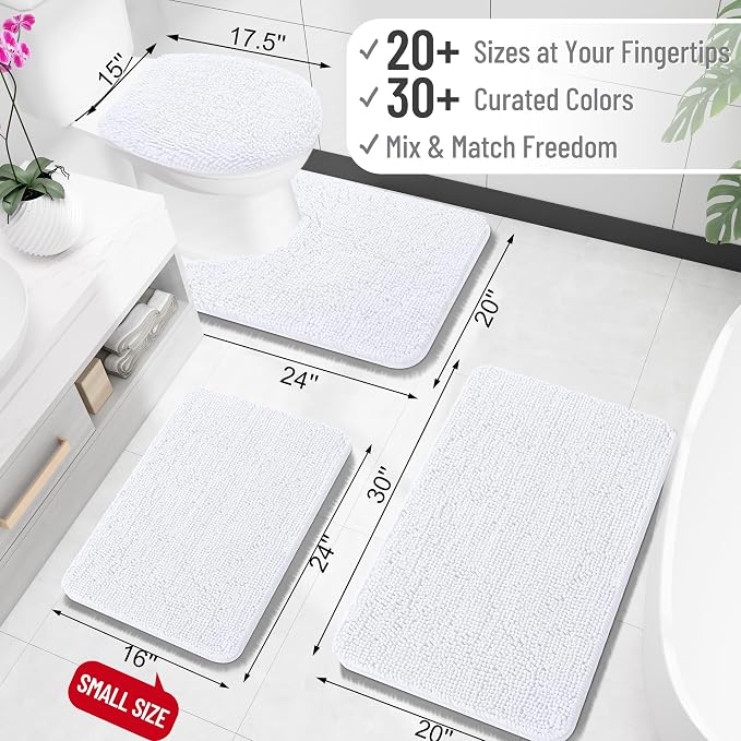 OLANLY Small Bathroom Rugs 24x16, Extra Soft Absorbent Chenille Bath Rugs