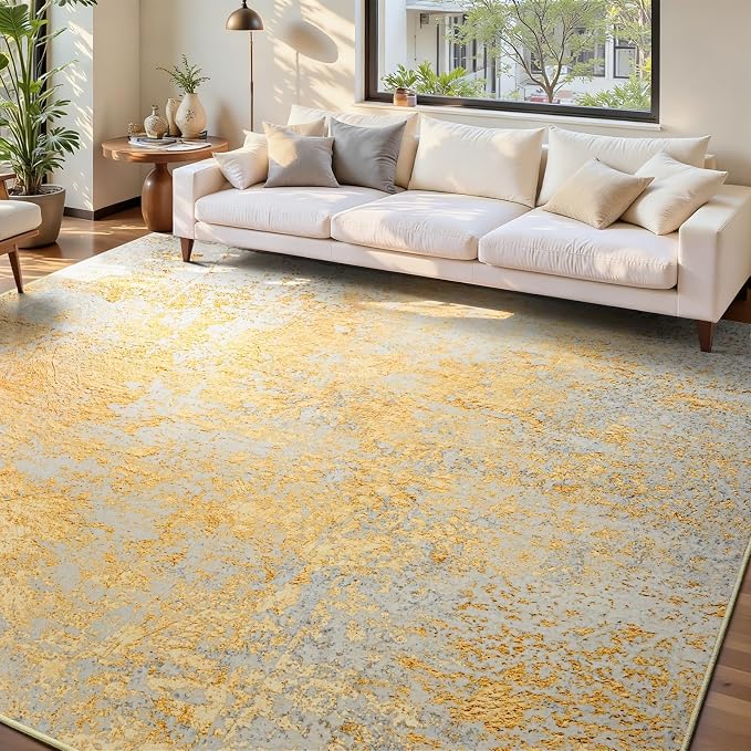 Ompaa Living Room Rug 6x9 Area Rug Washable Boho Carpet Non Slip Abstract